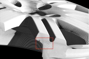 CT of an alloy wheel with porosity