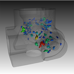 Porosity of a cast part images using computed tomography CT